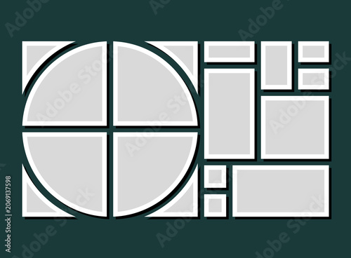 Template collage of thirteen frames, images, photo