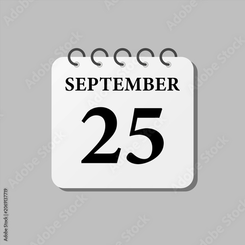 Icon page calendar day - 25 September