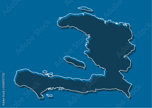 Vector outline map of Haiti, line border country