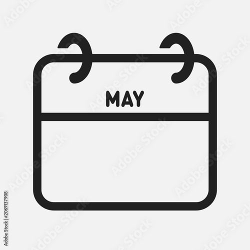 Icon calendar May month, empty space reminder