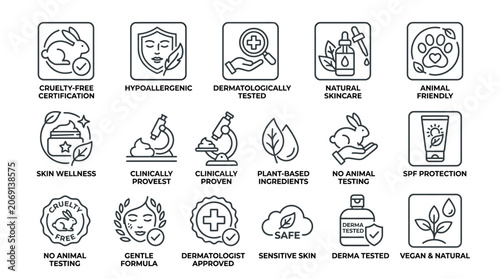 Bild auf Leinwand Natural Skincare Product Icons Set.