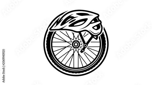 Billede på lærred Motorcycle Helmet and Wheel Closeup.