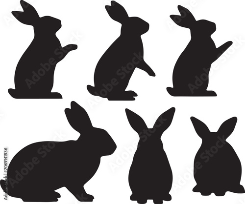 rabbits silhouettes vector