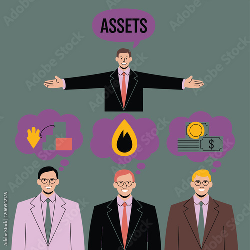 Corporate asset management and financial planning business concept