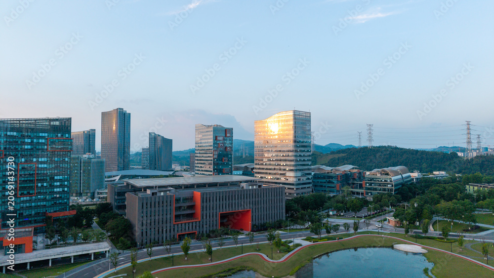 Fototapeta premium Modern Urban Office Complex With Green Surroundings