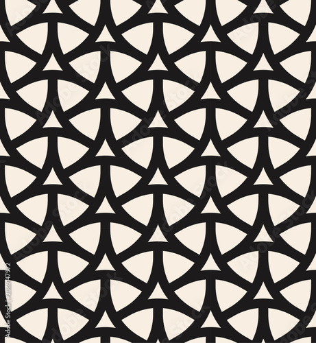Seamless geometric pattern. Vector monochrome abstract interlocking lines background. Modern retro organic shapes texture.