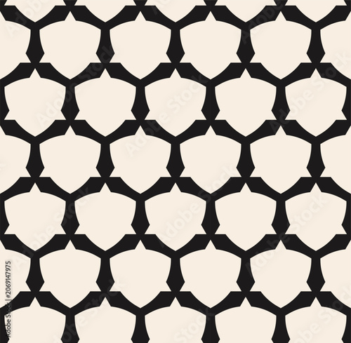 Seamless heraldic shield pattern. Vector geometric monochrome protection ornament background. Modern minimalist secure shapes texture