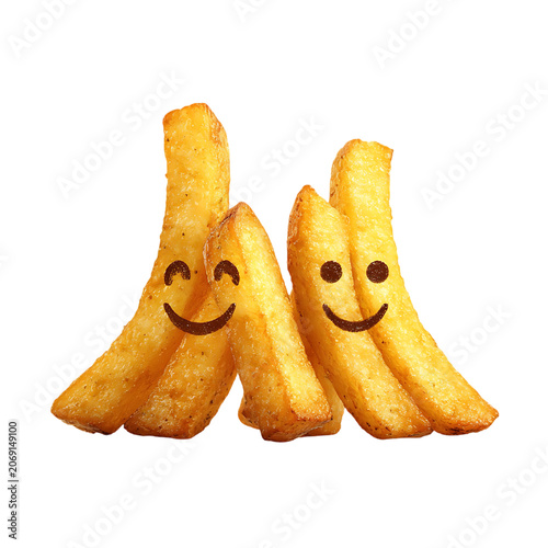 Two crispy smile shaped potato fries