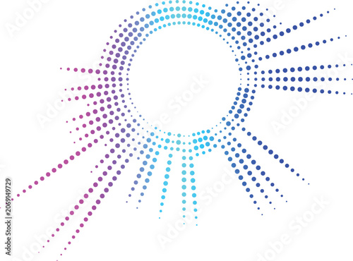 Abstract halftone dots vector equalizer background with circular geometric rainbow digital pattern and modern texture wallpaper