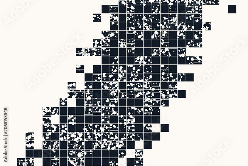 Fotografía Abstract pixelated grunge texture with dense black-and-white fragmentation pixel