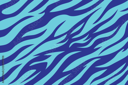 Vibrant Blue Tiger Stripe Pattern, Wild Animal Abstract Texture