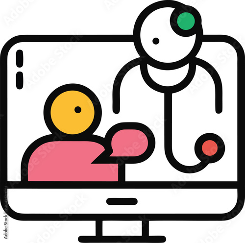 telemedicine-line-art-icon--modern-healthcare-vect