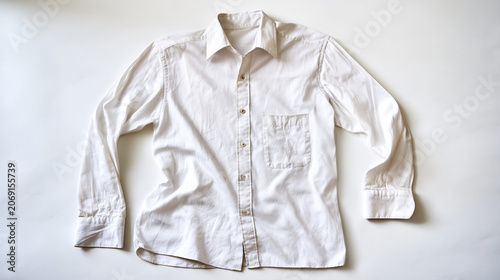 A pristine long sleeve white dress shirt displayed on a clean background perfect for fashion and apparel photography