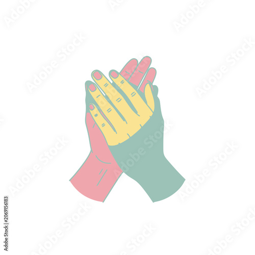 Colorful Illustration of Two Hands Clapping Together.