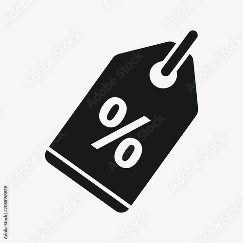 Black discount price tag with percentage sign.