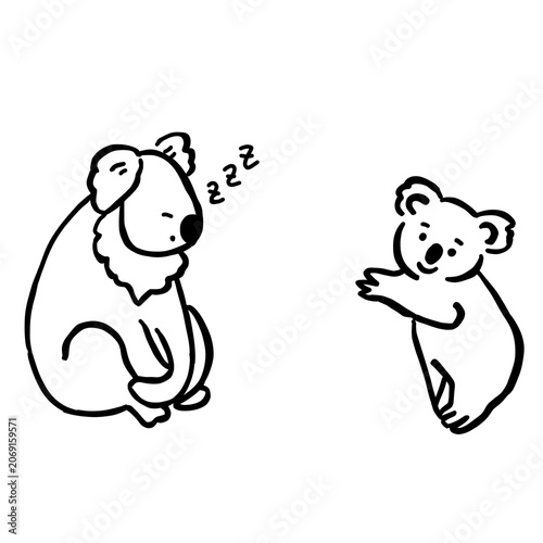 Photography Moody gothic aesthetic sleeping koalas dark line art.