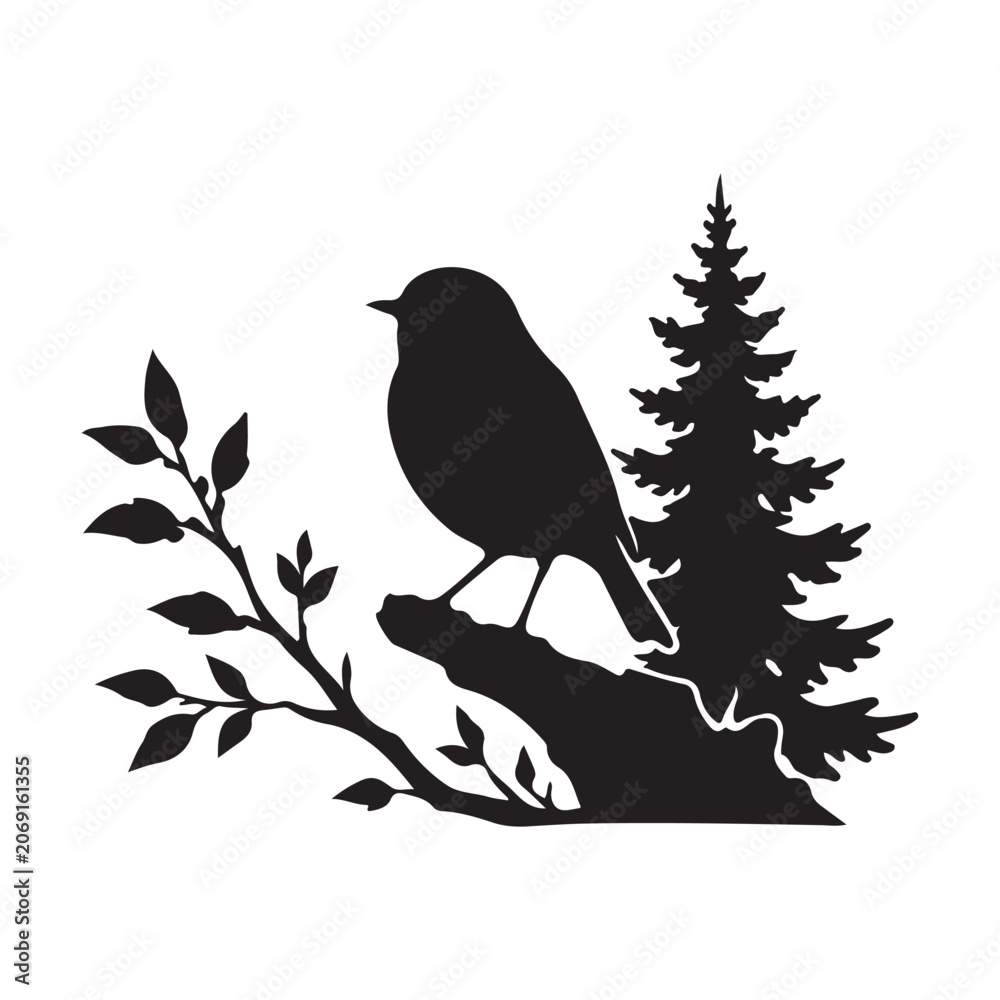 Fototapeta premium European Robin Vector Silhouette Symbol Illustration Concept Design Concept Idea