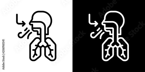 Fotografie Breathe Icon Of Line Black And White Style Vector Illustrationn