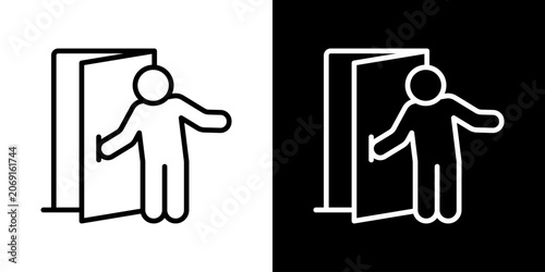 Foto Welcome Icon Of Line Black And White Style Vector Illustrationn