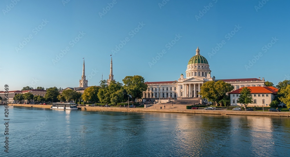 Fototapeta premium Elegant travel imagery capturing Memorial Day travel experiences with scenic routes cultural � Travel and Adventure Lifestyle Concept for Tourism and Vacation
