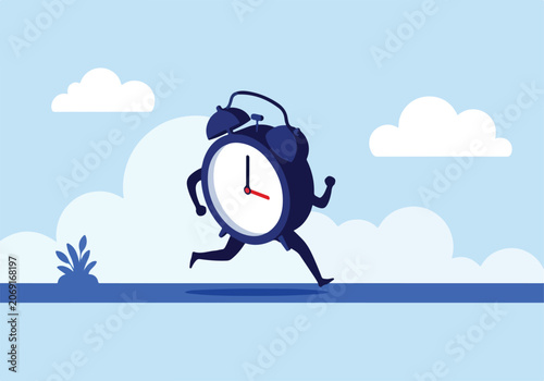 Schilderij op canvas Running Alarm Clock Illustration