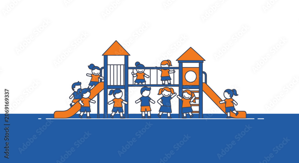 Fototapeta premium Children Playing on Playground.