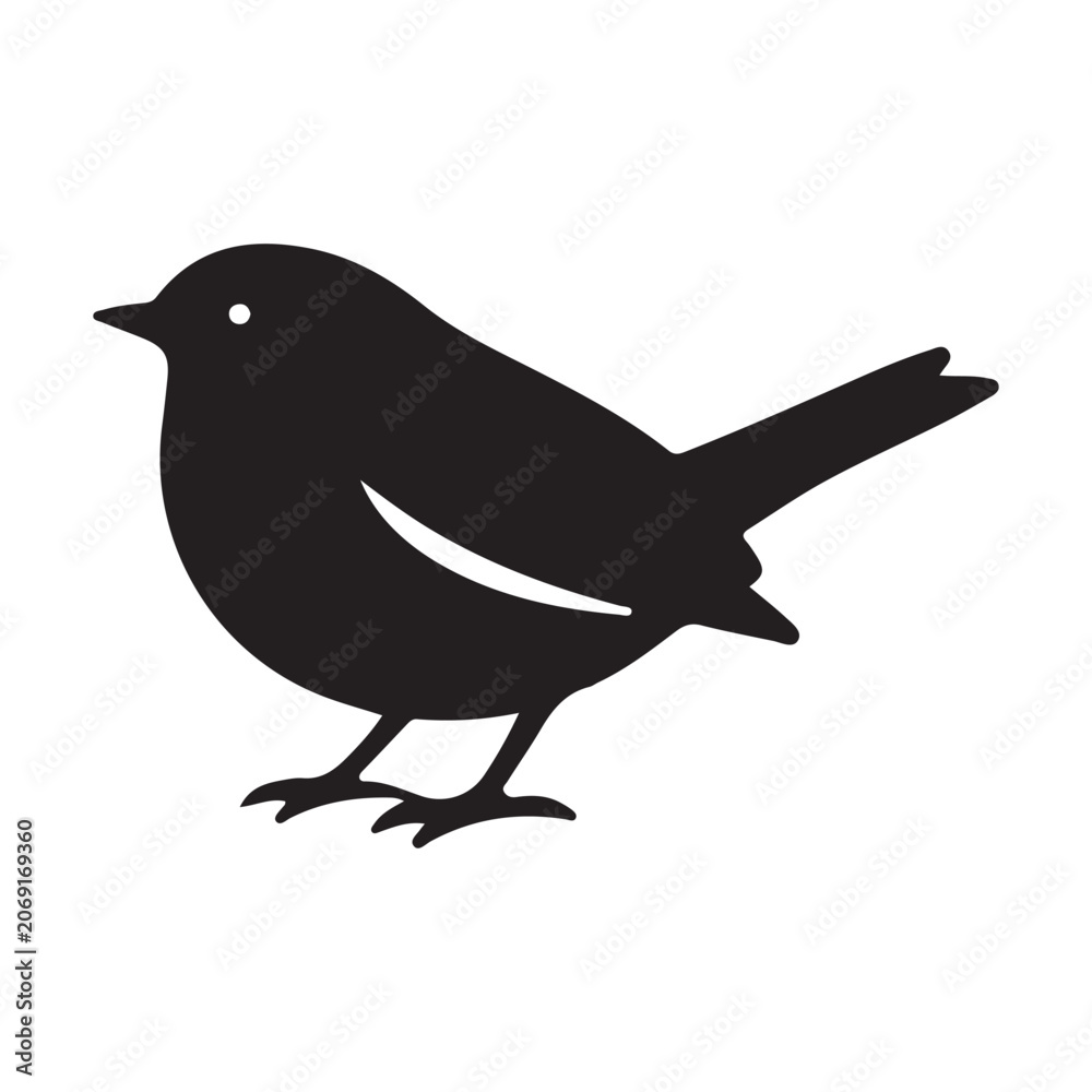 Obraz premium European Robin Vector Silhouette Symbol Illustration Concept Design Concept Idea