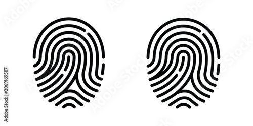 Fingerprint Biometric Identification icon silhouette vector outline and line art