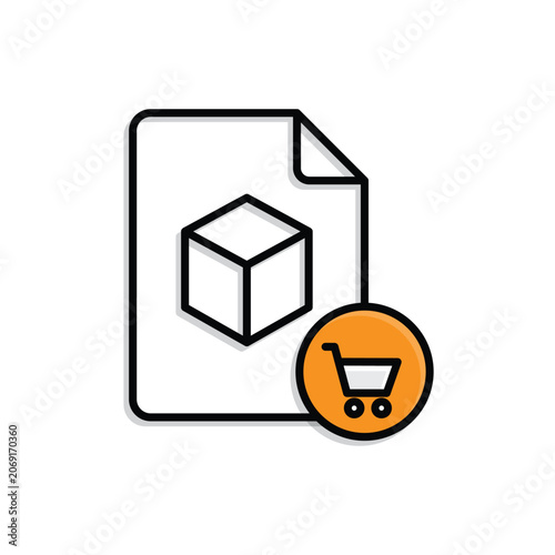 Digital Product icon. Digital file with price tag. Digital, creator, technology, economy. mixed design style.