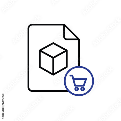 Digital Product icon. Digital file with price tag. Digital, creator, technology, economy. outline design style.
