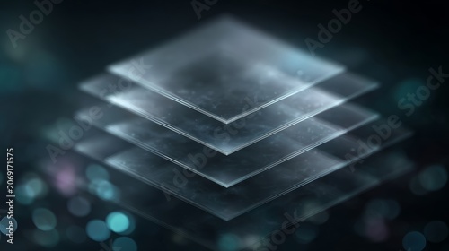 Layered AI governance control stack with glass architecture and compliance depth