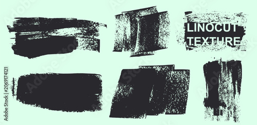 Obraz na plátne Set of linocut, relief printing