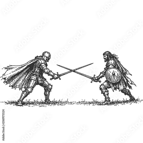 Bild auf Leinwand Until the Last Charge Vintage Illustration Vector