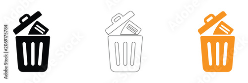 Obraz na płótnie Trash can icons with credit card on white background for delete or reject concep