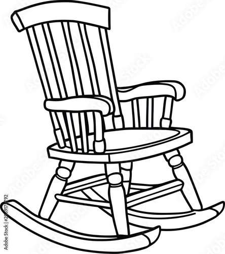 Rocking chair silhouette black outline on a white background