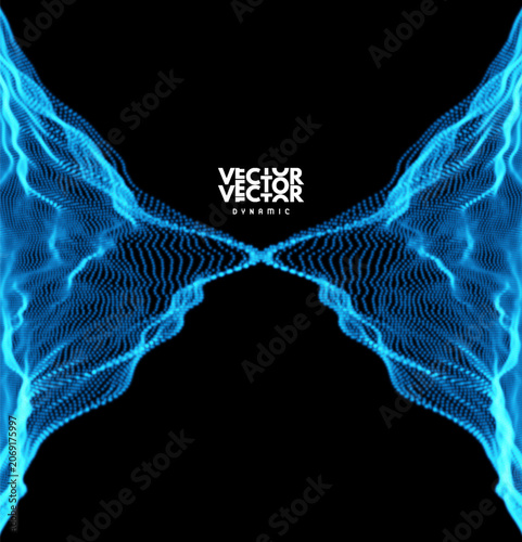 Two symmetrical objects attract each other. Energy or magnetic fields. Scientific illustration. Vector image for a brochure, poster, cover, postcard, presentation, flyer, or banner.