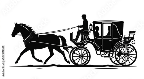 Obraz na plátně elegant horse-drawn carriage silhouette