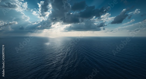 Aerial seascape capturing the vastness of the deep blue ocean with dramatic � Nature and Environment Concept for Sustainability and Eco Living