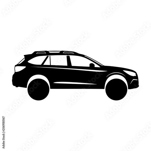 Foto Black silhouette of a compact crossover suv vehicle, side view of a family car i