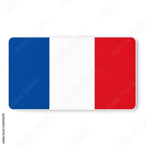 Flag of france, rectangular icon isolated on white background