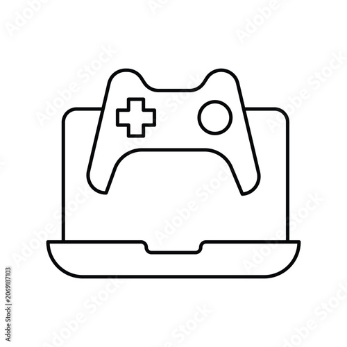 Laptop icon with white background vector stock illustration