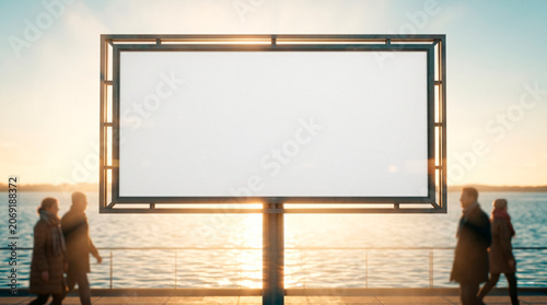 Outdoor publicitário na beira de um lago para Mockup