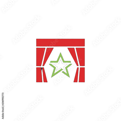 Minimalist theater stage with a star icon