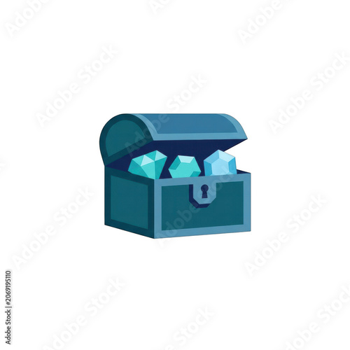 Open Treasure Chest with Gemstones