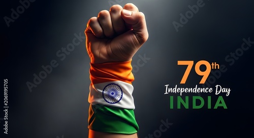 79th india independence day celebration with fist symbolizing freedom