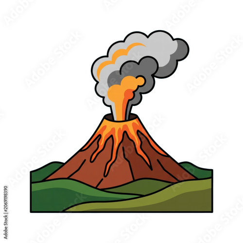 Stylized Cartoon Volcano Eruption Icon