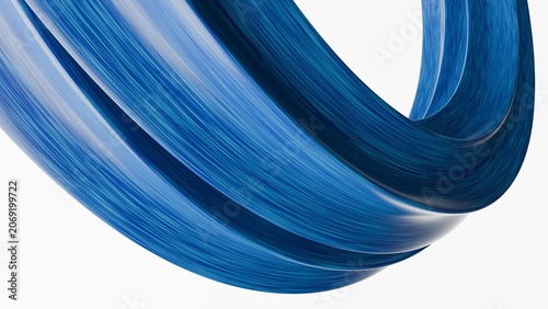 Fotografía 3D render of an abstract blue twisted torus ring with detailed fiber texture isolated on a white background