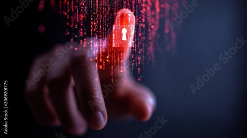 Digital Fingerprint with Lock Symbol Representing Cyber Security Concept