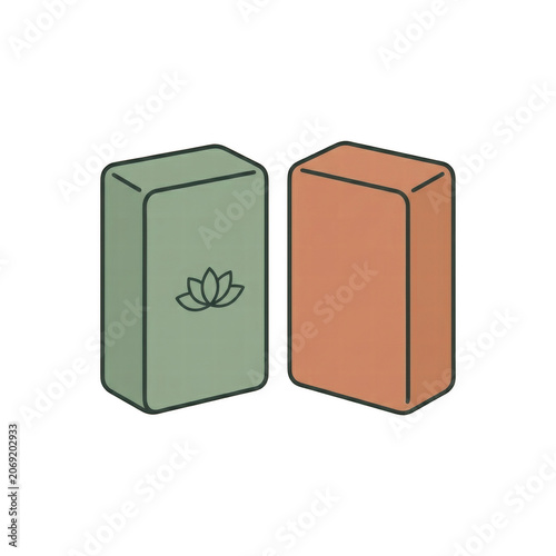 Minimalist yoga blocks with lotus icon