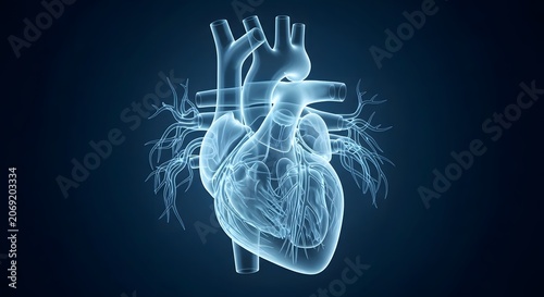 Human heart anatomy with blood vessels